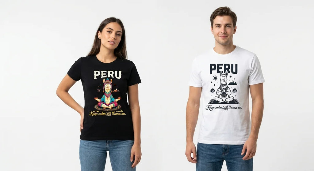 The "Zen Llama" Peru Souvenir T-Shirt | Keep Calm & Llama On | Premium Cotton Yoga Graphic Tee