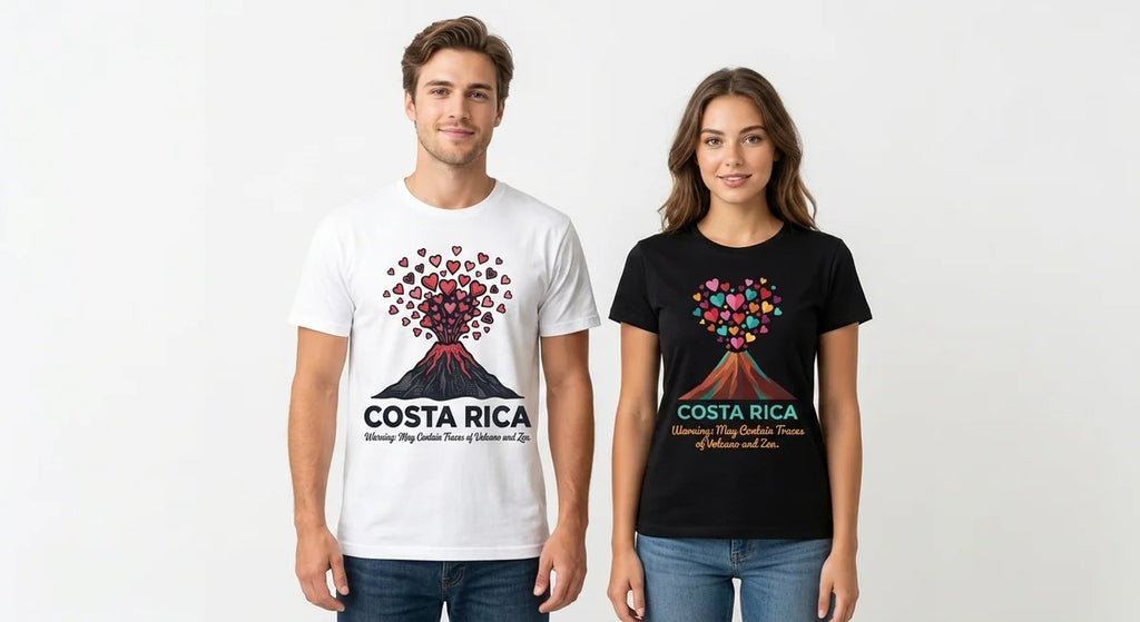 "May Contain Traces of Volcano & Zen" Funny Travel Tee | Costa Rica Volcano & Zen Graphic T-Shirt