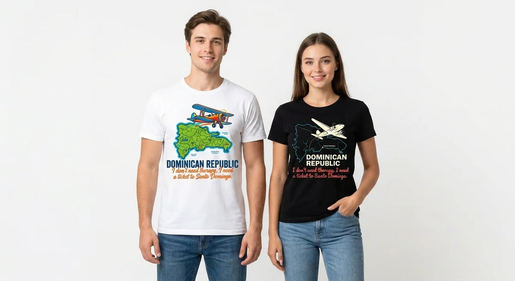 Dominican Republic Travel T-Shirt | "I Need a Ticket to Santo Domingo" Vintage Map Graphic Tee | Vacation Souvenir & Tropical Getaway Apparel