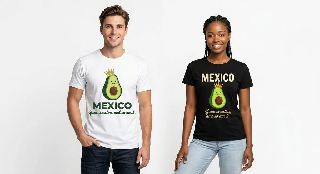 "Guac Is Extra" Funny Mexico Souvenir T-Shirt | Avocado Queen Graphic Tee | Premium Cotton Vacation Apparel