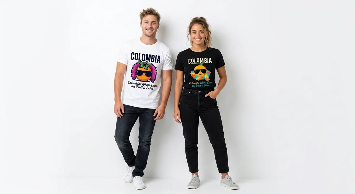 Colombia Souvenir T-Shirt | "Where Even The Fruit Is Extra" | Funny Fruit Graphic Tee | Premium Combed Cotton Unisex Apparel