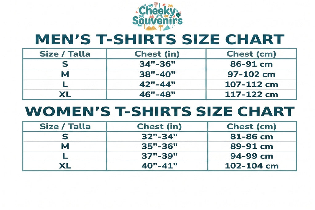 Men's and Women's T-Shirt Size Chart